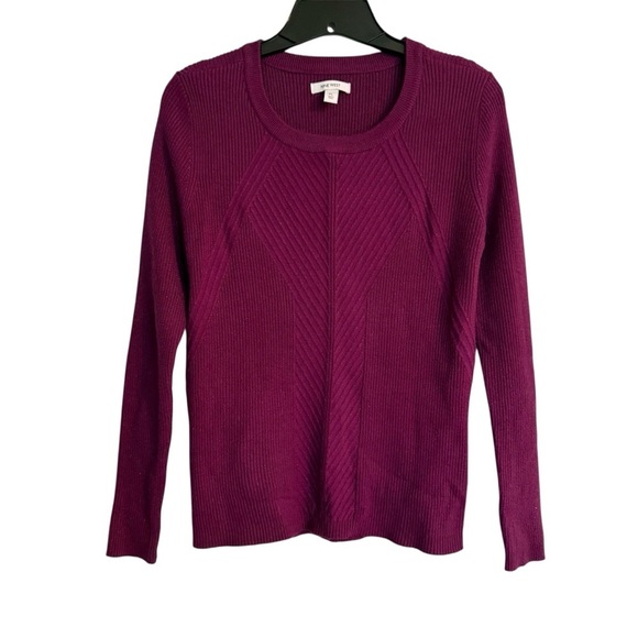 Nine West Sweaters - Nine West Women’s Magenta Ribbed Metallic Blend Sweater Pull Over Petite Large